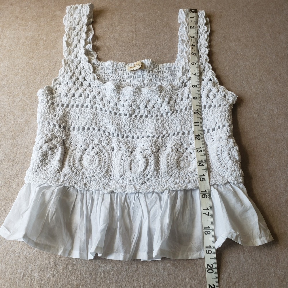 Granny Square Knit Tank Top Sz S Crochet Boho Hippie Cottagecore Festival - Picture 10 of 15